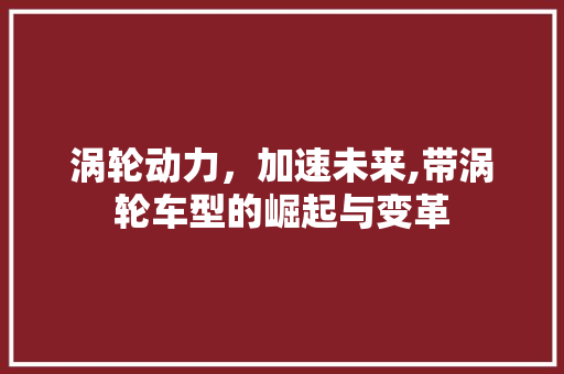 涡轮动力，加速未来,带涡轮车型的崛起与变革