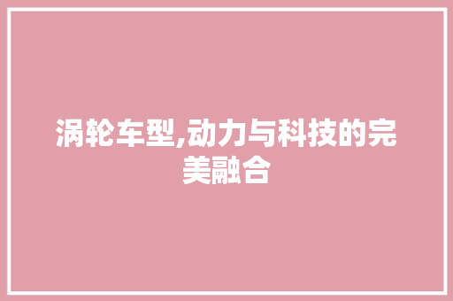 涡轮车型,动力与科技的完美融合