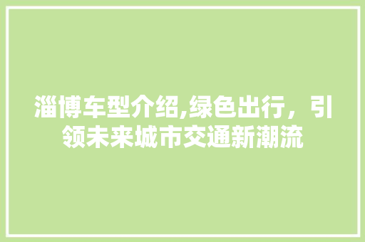 淄博车型介绍,绿色出行，引领未来城市交通新潮流