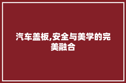 汽车盖板,安全与美学的完美融合