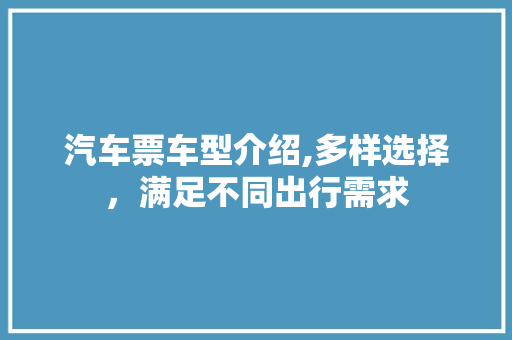 汽车票车型介绍,多样选择，满足不同出行需求