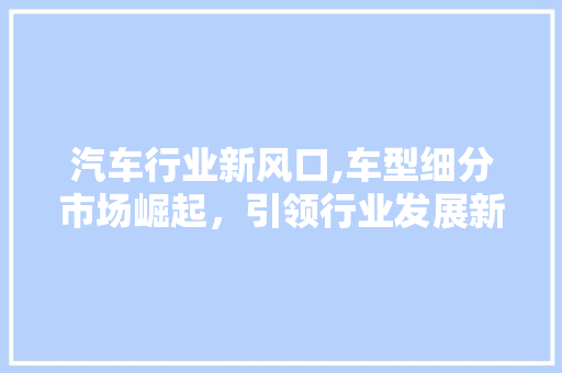 汽车行业新风口,车型细分市场崛起，引领行业发展新方向