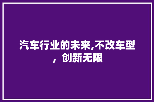 汽车行业的未来,不改车型，创新无限