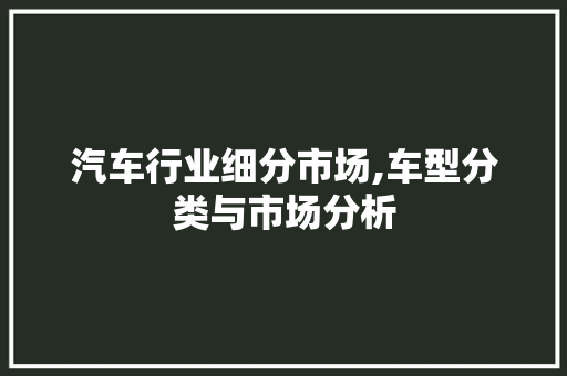 汽车行业细分市场,车型分类与市场分析