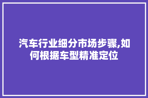 汽车行业细分市场步骤,如何根据车型精准定位