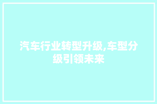 汽车行业转型升级,车型分级引领未来
