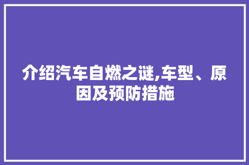 介绍汽车自燃之谜,车型、原因及预防措施 车身配件
