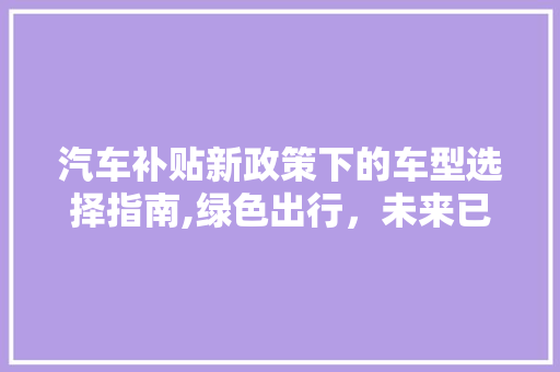 汽车补贴新政策下的车型选择指南,绿色出行，未来已来