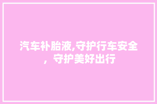 汽车补胎液,守护行车安全，守护美好出行