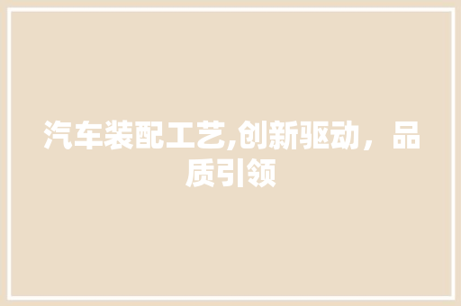 汽车装配工艺,创新驱动，品质引领