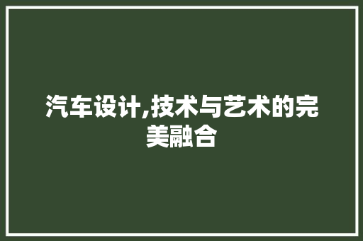 汽车设计,技术与艺术的完美融合
