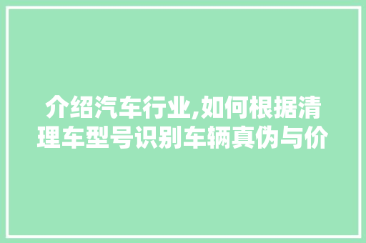 介绍汽车行业,如何根据清理车型号识别车辆真伪与价值