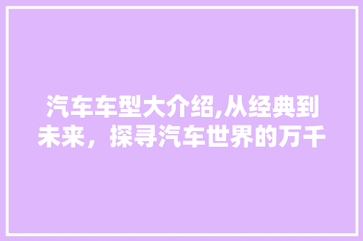 汽车车型大介绍,从经典到未来，探寻汽车世界的万千风貌