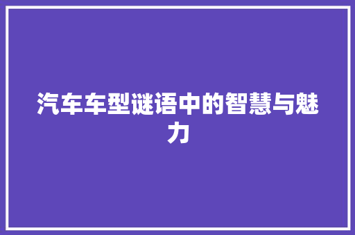 汽车车型谜语中的智慧与魅力