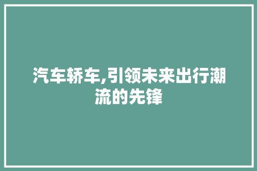 汽车轿车,引领未来出行潮流的先锋