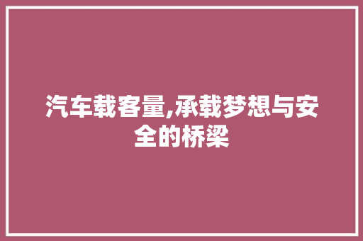 汽车载客量,承载梦想与安全的桥梁