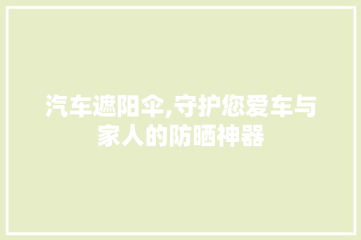 汽车遮阳伞,守护您爱车与家人的防晒神器