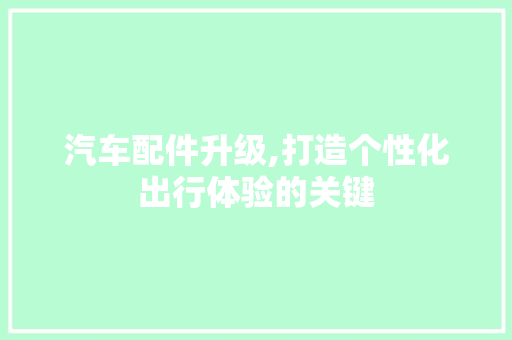 汽车配件升级,打造个性化出行体验的关键