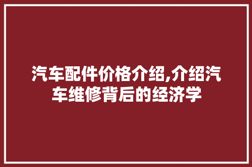汽车配件价格介绍,介绍汽车维修背后的经济学