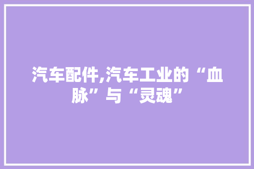 汽车配件,汽车工业的“血脉”与“灵魂”