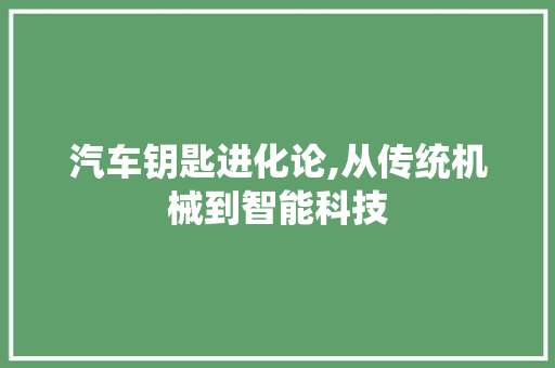 汽车钥匙进化论,从传统机械到智能科技