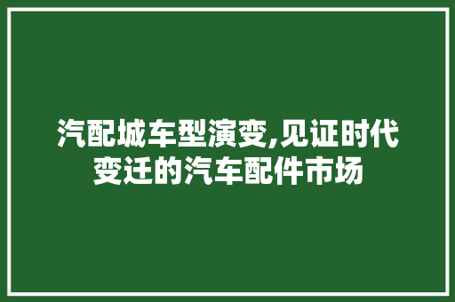 汽配城车型演变,见证时代变迁的汽车配件市场
