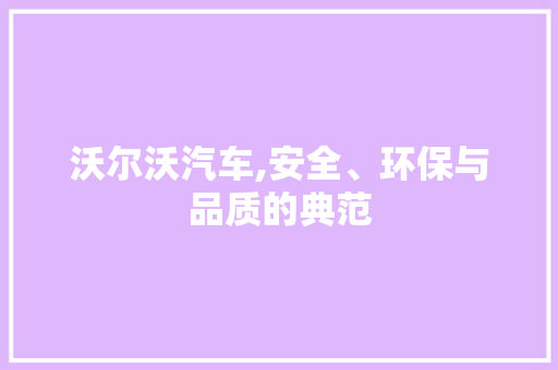沃尔沃汽车,安全、环保与品质的典范
