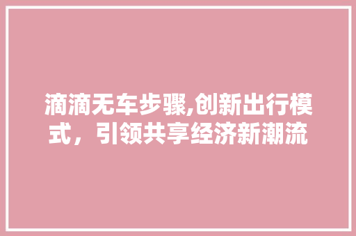 滴滴无车步骤,创新出行模式，引领共享经济新潮流