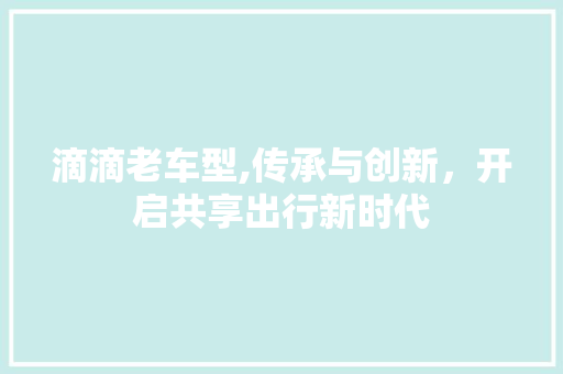 滴滴老车型,传承与创新，开启共享出行新时代