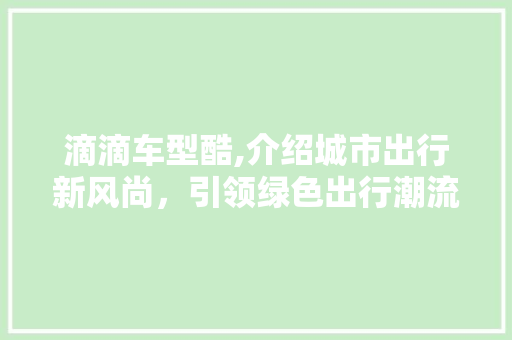 滴滴车型酷,介绍城市出行新风尚，引领绿色出行潮流