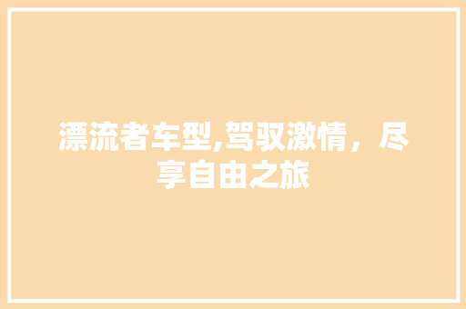 漂流者车型,驾驭激情，尽享自由之旅