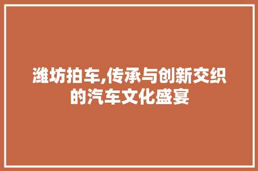 潍坊拍车,传承与创新交织的汽车文化盛宴