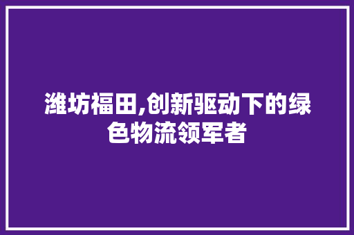 潍坊福田,创新驱动下的绿色物流领军者