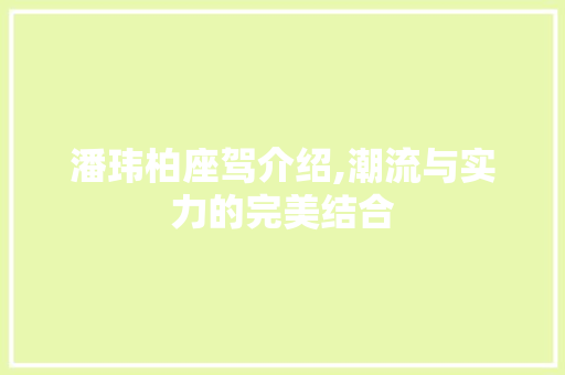潘玮柏座驾介绍,潮流与实力的完美结合