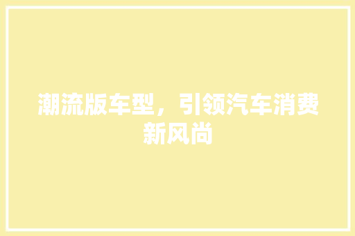 潮流版车型，引领汽车消费新风尚