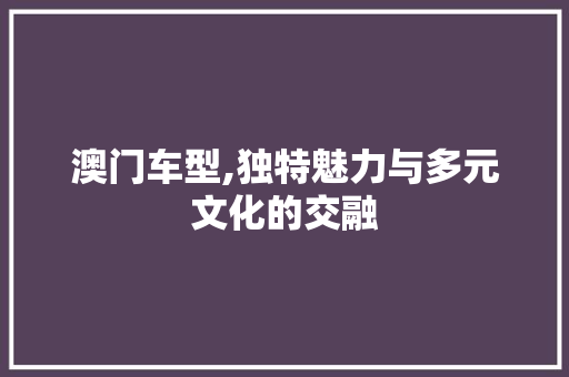 澳门车型,独特魅力与多元文化的交融