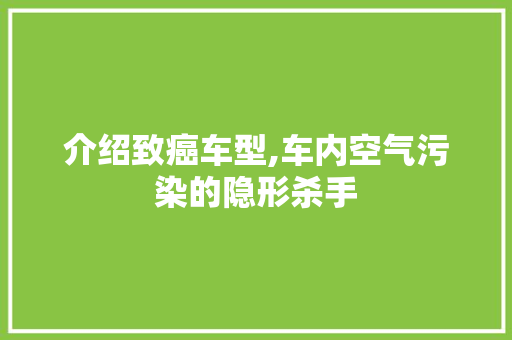 介绍致癌车型,车内空气污染的隐形杀手