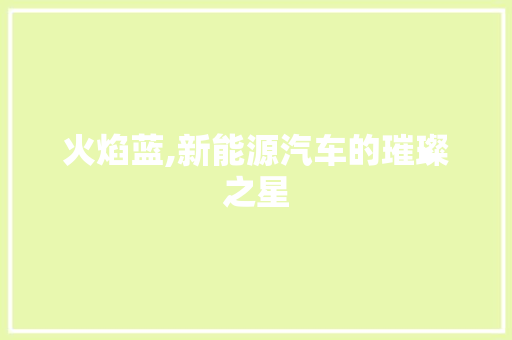 火焰蓝,新能源汽车的璀璨之星