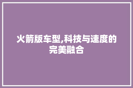 火箭版车型,科技与速度的完美融合