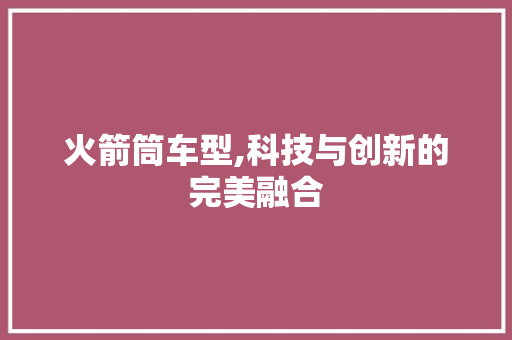 火箭筒车型,科技与创新的完美融合