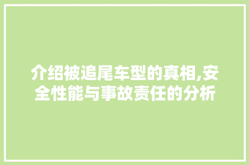 介绍被追尾车型的真相,安全性能与事故责任的分析