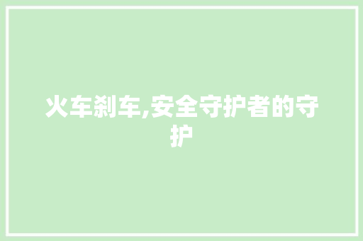 火车刹车,安全守护者的守护