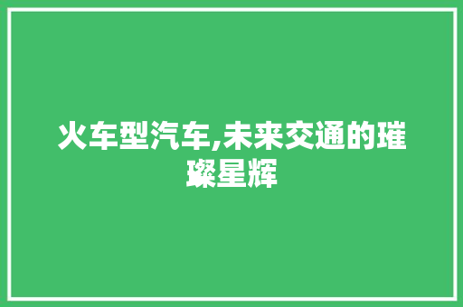 火车型汽车,未来交通的璀璨星辉
