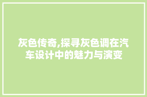 灰色传奇,探寻灰色调在汽车设计中的魅力与演变