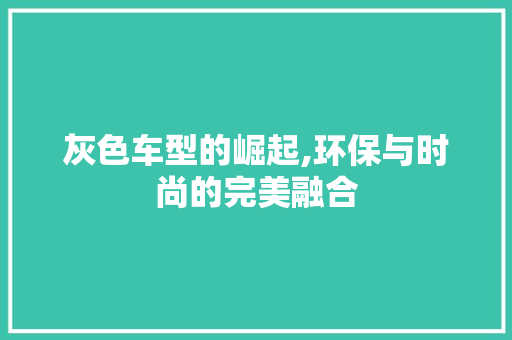 灰色车型的崛起,环保与时尚的完美融合 变速箱配件