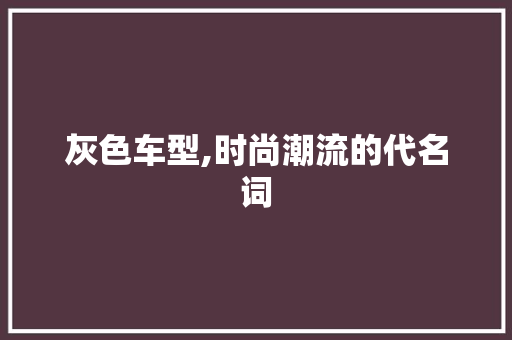 灰色车型,时尚潮流的代名词