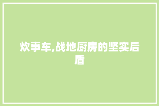 炊事车,战地厨房的坚实后盾