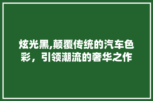 炫光黑,颠覆传统的汽车色彩，引领潮流的奢华之作