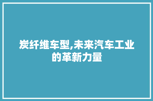 炭纤维车型,未来汽车工业的革新力量