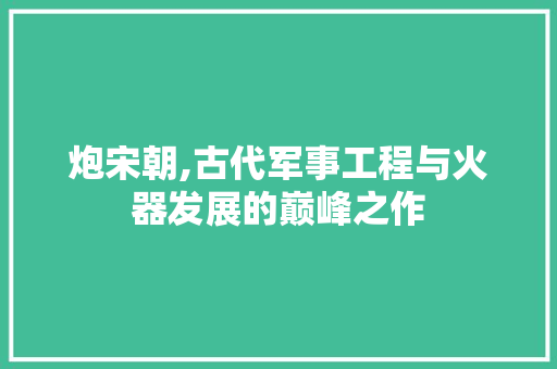 炮宋朝,古代军事工程与火器发展的巅峰之作